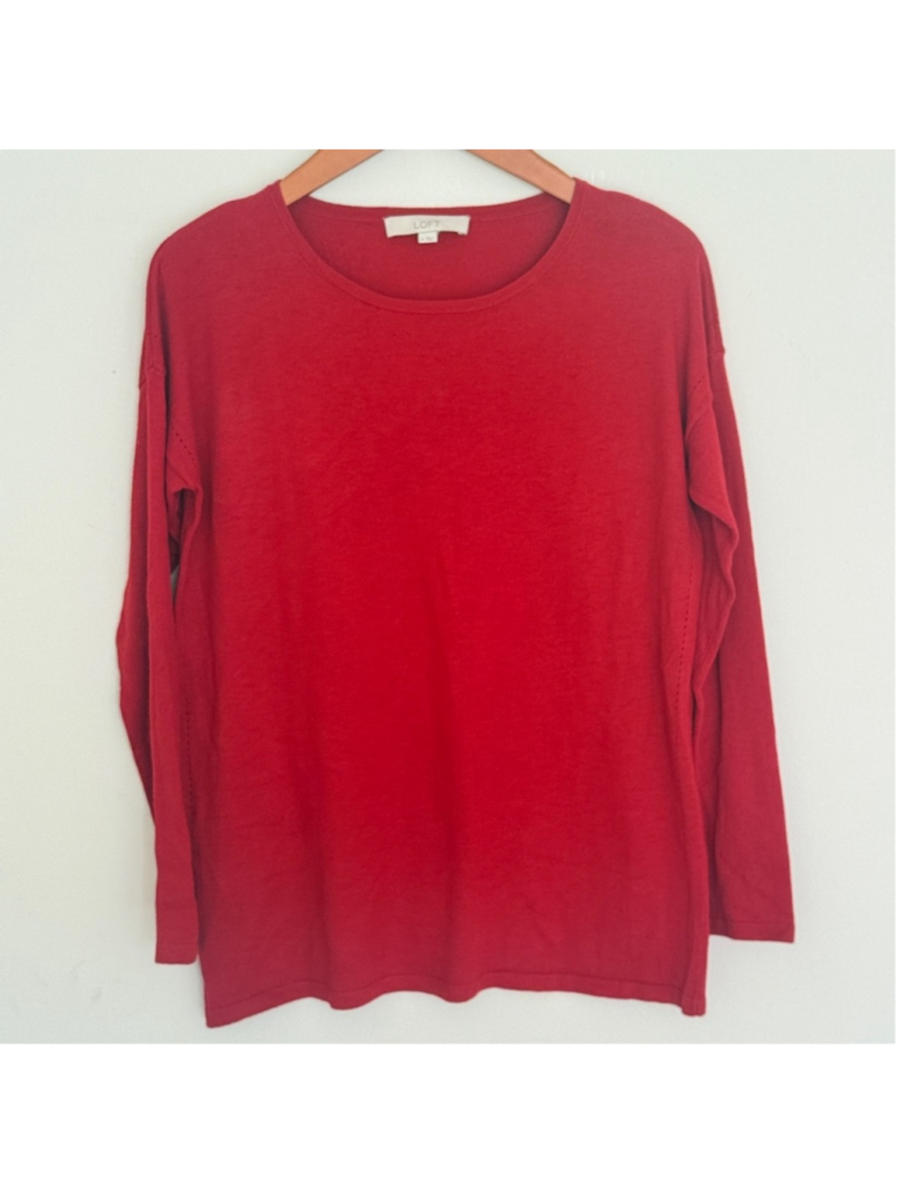 LOFT Vibrant Red Long Sleeve‎ Blouse size M